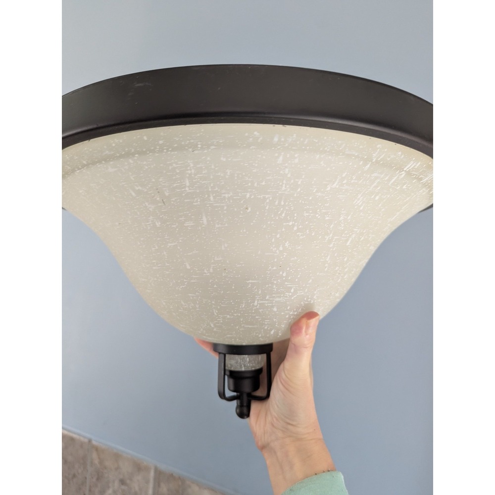 Indoor Ceiling Fixture Brown‎ 14 Inch Flush Mount with Round Frosted Glass Dome